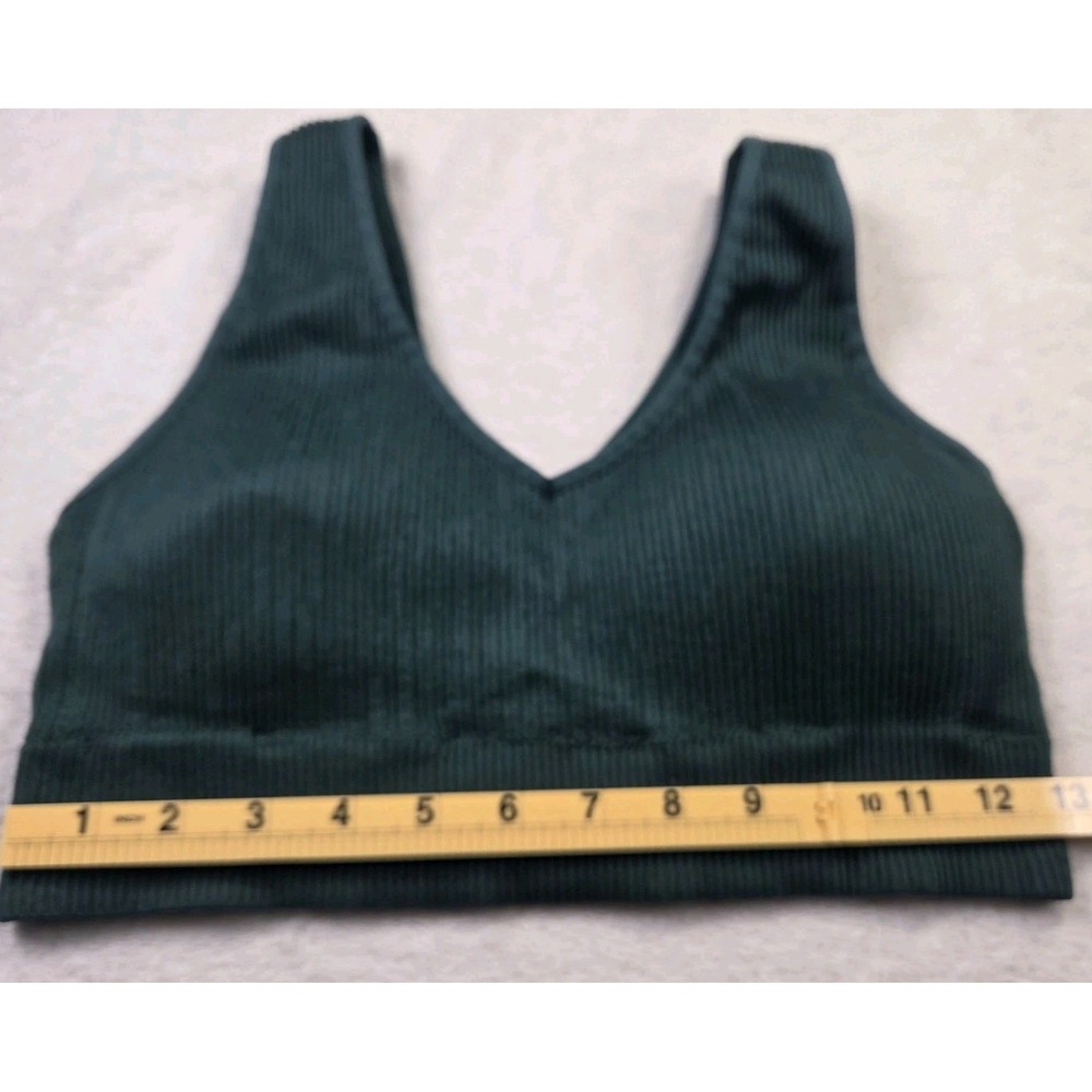 Aerie Real Good Ribbed Seamless Sports Bra Womens XL Green Athleisure Yoga Bra - Picture 6 of 9